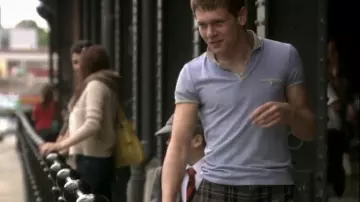 Blue polo shirt of Cook (Jack O'Connell) in Skins (S04E03)