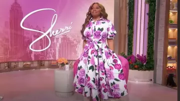Erdem Belted Floral Cotton Short-Sleeve Midi Shirtdress worn by Sherri Shepherd as seen in Sherri on May 9, 2025