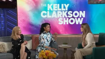 Cynthia Rowley Cotton Sateen Shirt Dress worn by Patricia Clarkson as seen in The Kelly Clarkson Show on May 7, 2025