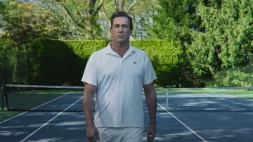 Lacoste Classic White Polo Top worn by Andrew 'Coop' Cooper (Jon Hamm) as seen in Your Friends & Neighbors (S01E03)