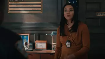 The Fold London 4-Way Stretch Belleville Top worn by Kaya Blanke (Carra Patterson) as seen in Elsbeth (S02E20)