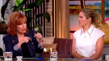 TWP Cap-Sleeve Top with Beaded Collar worn by Sara Haines as seen in The View on May 9, 2025