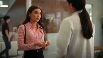 Kurt Geiger London Pebble Leather Signature Eagle Belt worn by Camila Perez (Daniela Nieves) as seen in PULSE (S01E09)