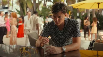 Reiss Printed Cuban Collar Shirt In Navy White worn by Tom Cole (Jack Bannon) as seen in PULSE (S01E10)