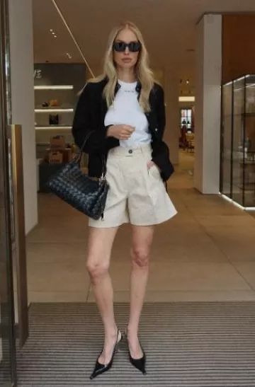 Saint Laurent Miller Wedges in Glazed Leather worn by Leonie Hanne at Unger Edit on May 8, 2025