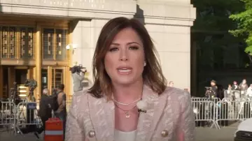 Zara Textured Double Breasted Blazer worn by Chloe Melas as seen in Today on May 9, 2025