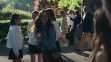 Prada Beige Leather Triangle Mini Crossbody Bag worn by Tori Cooper (Isabel Gravitt) as seen in Your Friends & Neighbors (S01E06)