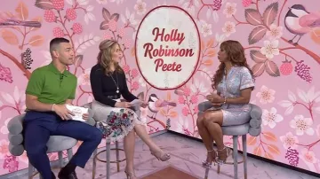Steve Madden Ulyana Rainbow Flower Dress Sandals worn by Holly Robinson Peete as seen in Today with Jenna & Friends on May 9, 2025