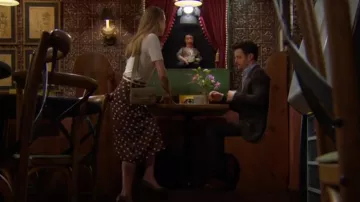 Free People Analise Polka Dot Button-Up Midi Skirt worn by Claire Grace (Hayley Erin) as seen in The Young and the Restless on May 6, 2025