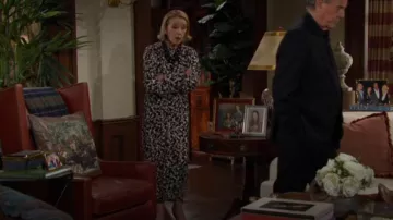 A.L.C. Aurelie Printed Midi Skirt worn by Nikki Reed Newman ( Melody Thomas-Scott) as seen in The Young and the Restless on May 9, 2025