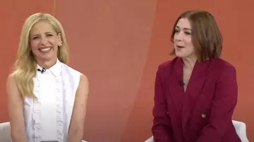 Argent Double-Breasted Blazer worn by Alyson Hannigan as seen in Today on May 10, 2025