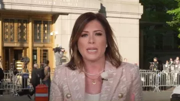 L'Agence Lila Boxy Blazer in Ecru worn by Chloe Melas as seen in Today on May 12, 2025