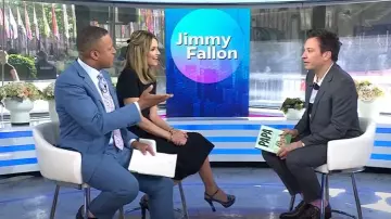 Dolce & Gabbana Keira Floral Ankle Strap Platform Sandal worn by Savannah Guthrie as seen in Today on May 12, 2025