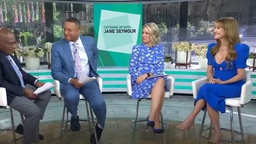 Rebecca Vallance Antonella Puff-Sleeve Sweetheart Midi Dress worn by Jane Seymour as seen in Today on May 12, 2025