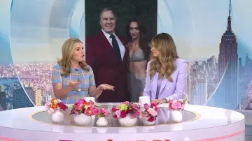 Veronica Beard Miller Dickey Jacket in Soft Lilac worn by Erin Andrews as seen in Today with Jenna & Friends on May 12, 2025