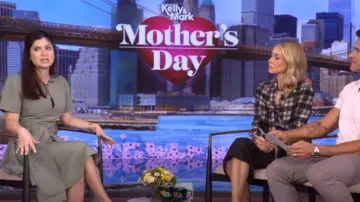 Loewe Paula's Ibiza Pebble Pleated Dress worn by Yalda Safai as seen in LIVE with Kelly and Mark on May 8, 2025