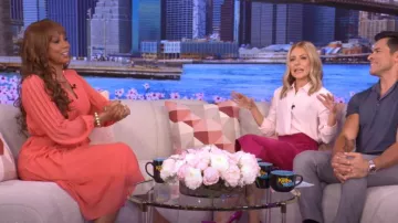 Kobi Halperin Tatum Tie-Waist Pleated Midi-Dress worn by Holly Robinson Peete as seen in LIVE with Kelly and Mark on May 9, 2025