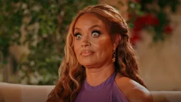 Versace La Medusa Charm Earrings worn by Gizelle Bryant as seen in Love Hotel (S01E01)