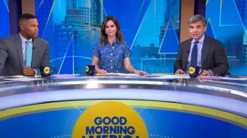 Derek Lam 10 Crosby Gaelle Vestido utilitario floral con cinturón usado por Rebecca Jarvis como se vio en Good Morning America el 9 de mayo de 2025