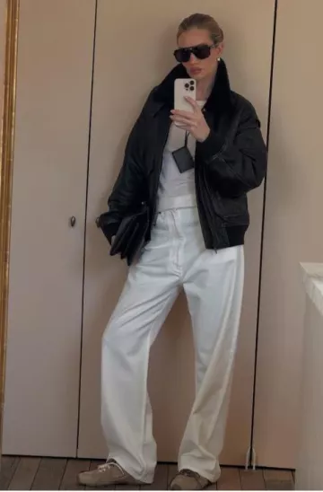 The Row Mirror Case in Leather worn by Rosie Huntington-Whiteley on her Instagram Post on May 13, 2025