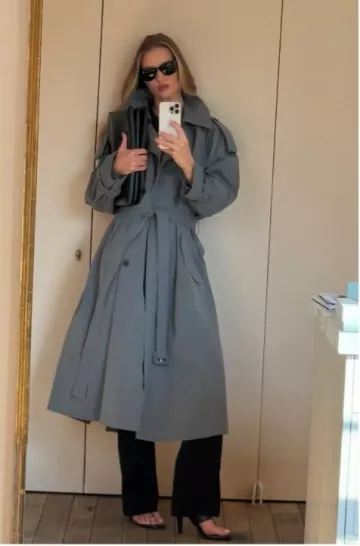 The Row Avio Cotton Trench Coat worn by Rosie Huntington-Whiteley on her Instagram Post on May 13, 2025