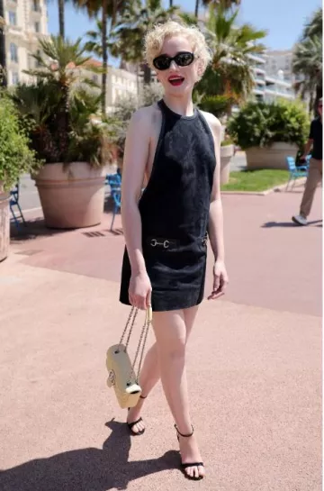 Gucci High-Heeled Sandals with Bamboo Heel worn by Julia Garner in Cannes on May 13, 2025
