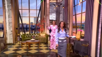 Veronica Beard Corbin Striped Midi Skirt worn by Alyssa Farah Griffin as seen in The View on May 13, 2025