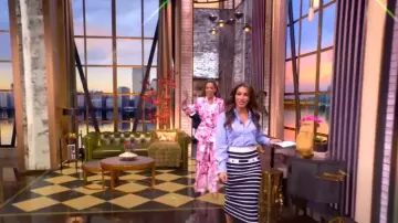 Veronica Beard Corbin Striped Midi Skirt worn by Alyssa Farah Griffin as seen in The View on May 13, 2025