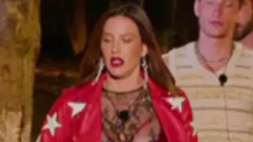 Battle Camp S01 Polly Brindle Red Leather Jacket worn by (Polly Brindle) in Battle Camp (S01E05)