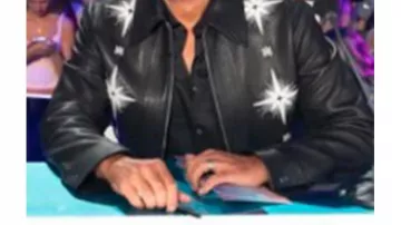 Stars Print Leather Jacket of Self - Judge (Luke Bryan) as seen in American Idol (S07)