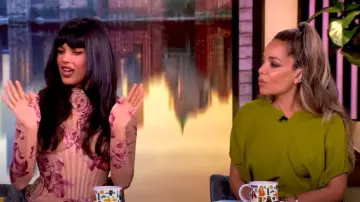 Magda Butrym Sheer Long Sleeve Bustier Midi Dress worn by Jameela Jamil as seen in The View on May 14, 2025
