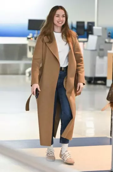 Louis Vuitton Lv Sneakerina Hazelnut Brown worn by Ana de Armas at JFK Airport on May 10, 2025