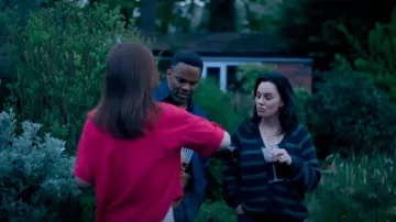 Hush Riva Cropped Ribbed Cardigan In Stripe worn by Emma Barnett (Jill Halfpenny) as seen in The Feud (S01E01)