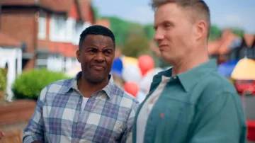 Fat Face Frensham Purple Check Shirt worn by Alan Spence (Ray Fearon) as seen in The Feud (S01E01)