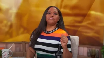 Christopher John Rogers Striped Knit Crop Baby Tee worn by Sherri Shepherd as seen in Sherri on May 14, 2025