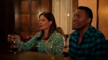 Deal Doodle TK Maxx Green Leopard Shirt worn by Sonia Spence (Amy Nuttall) as seen in The Feud (S01E02)
