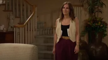 Favorite Daughter Margaret Vest in Sand worn by Taylor Hayes (Rebecca Budig) as seen in The Bold and the Beautiful on April 29, 2025
