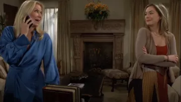 Vince Square Neck Rib Tank Top in Rust Amber worn by Hope Logan ( Annika Noelle) as seen in The Bold and the Beautiful on  April 30, 2025
