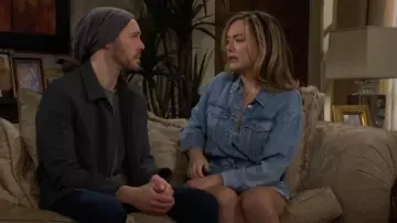 7 For All Mankind Front Yoke Romper worn by Hope Logan ( Annika Noelle) as seen in The Bold and the Beautiful on May 1, 2025