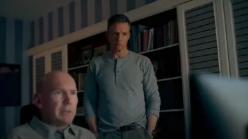 Superdry Waffle Long Sleeve Half Button Top worn by John Barnett (Rupert Penry-Jones) as seen in The Feud (S01E03)