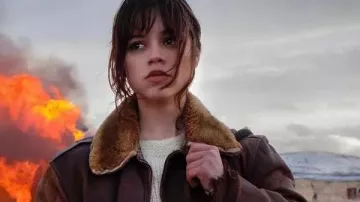 Hurry Up Tomorrow Jenna Ortega Shearling Leather Jacket worn by Anima (Jenna Ortega) in Hurry Up Tomorrow