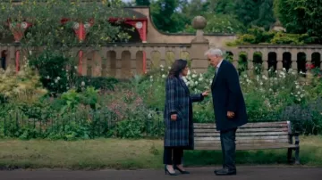 Celtic & Co. Blue Wool Knee Length Coat worn by Emma Barnett (Jill Halfpenny) as seen in The Feud (S01E04)