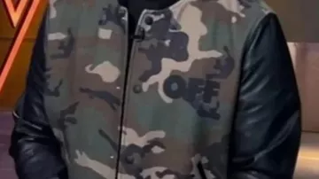 Camouflage Leather Bomber Jacket worn by Self - Coach (Michael Bublé) in The Voice (S27)