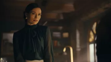 Frame Long-Sleeve Silk Bow Blouse worn by Irene (Whoopie Van Raam) as seen in Watson (S01E08)