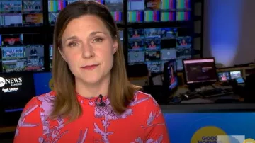 Me + Em Scribbled Floral Print Fit And Flare Maxi Dress worn by Maggie Rulli as seen in Good Morning America on May 14, 2025