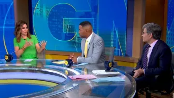Ramy Brook Sylvie Dress in Tropic Green worn by Rebecca Jarvis as seen in Good Morning America on May 14, 2025