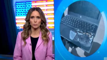 Scotch & Soda Floral Jacquard Blazer worn by Rhiannon Ally as seen in Good Morning America on May 15, 2025