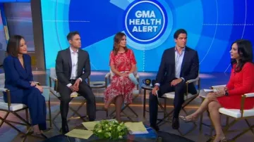 Karen Millen Polished Stretch Wool Blend Double Breasted Blazer worn by Eva Pilgrim as seen in Good Morning America on May 15, 2025