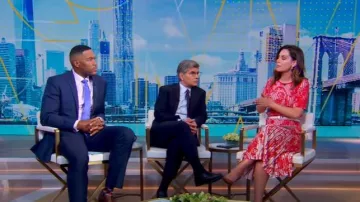 Etro Paisley-print Ribbed Top worn by Rebecca Jarvis as seen in Good Morning America on May 15, 2025