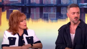 Cinq a Sept Nissy Bicolor Tweed Cropped Jacket worn by Joy Behar as seen in The View on May 15, 2025